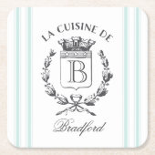 stijl Franse Verkopersaangepaste naam en monogram Kartonnen Onderzetters (Voorkant)