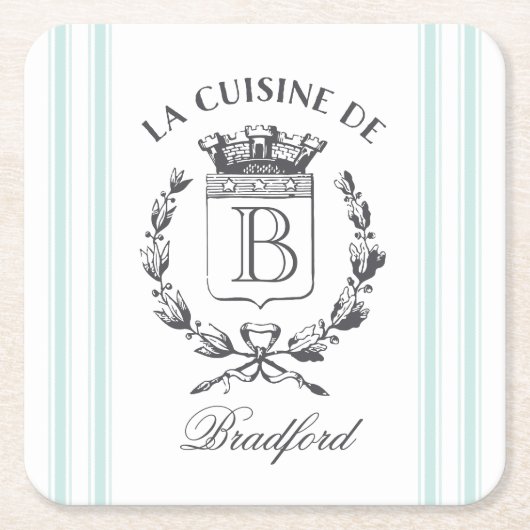 stijl Franse Verkopersaangepaste naam en monogram Kartonnen Onderzetters (Voorkant)