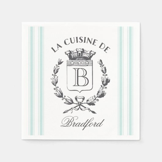 stijl Franse Verkopersaangepaste naam en monogram Servet (Voorkant)