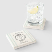 stijl Franse Verkopersaangepaste naam en monogram Stenen Onderzetter (Zijkant)