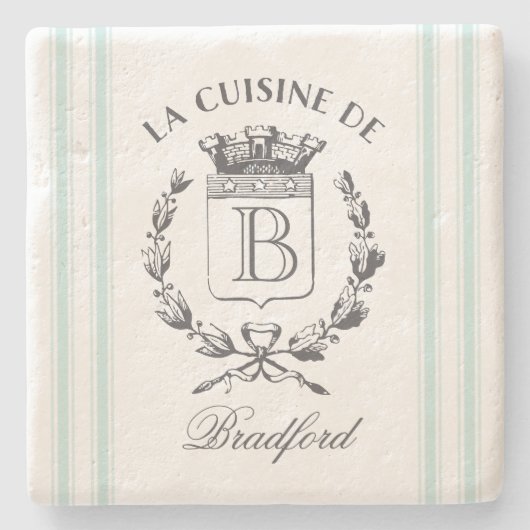 stijl Franse Verkopersaangepaste naam en monogram Stenen Onderzetter (Voorkant)