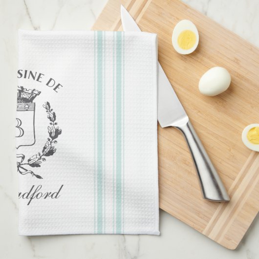 stijl Franse Verkopersaangepaste naam en monogram Theedoek (Quarter Fold)