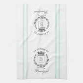  stijl Franse Verkopersaangepaste naam en monogram Theedoek (Verticaal)