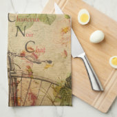  stijl Franse zwarte kat Ephemera Theedoek (Quarter Fold)