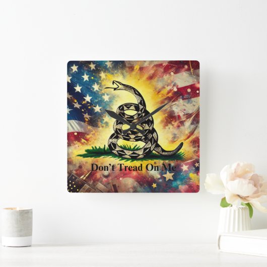  stijl Gadsden Flag Art Vierkante Klok (Huis)