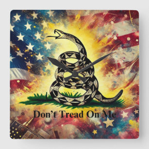  stijl Gadsden Flag Art Vierkante Klok