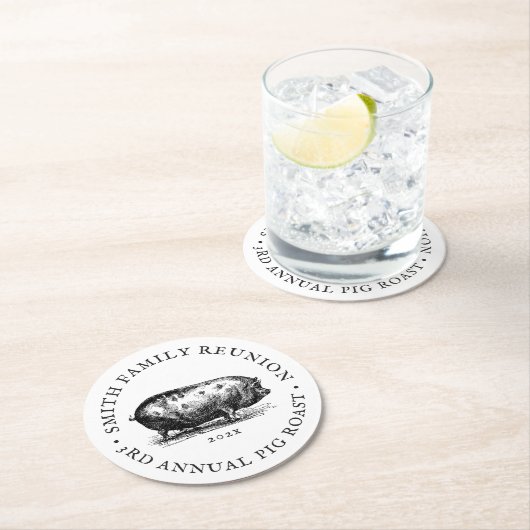 stijl | Gebeurtenis rond varkensroast | Gezinsher Ronde Kartonnen Onderzetter (Insitu)