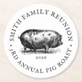  stijl | Gebeurtenis rond varkensroast | Gezinsher Ronde Kartonnen Onderzetter (Voorkant)