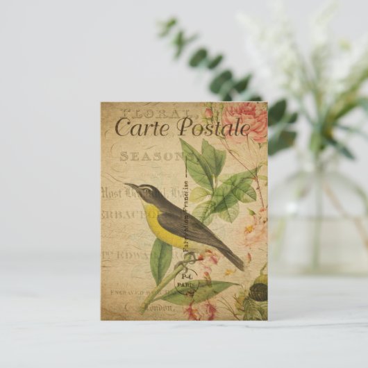  Stijl Geel Vogelvarken Frans Carte Postale Briefkaart (Staand voorkant)