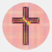 stijl geïllustreerd Faith Cross Ronde Sticker (Voorkant)