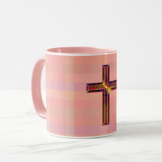 stijl geïllustreerd Faith Cross-Roze Mok (Voorkant links)