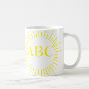 Stijl Gele Zon barst Aangepast monogram Koffiemok