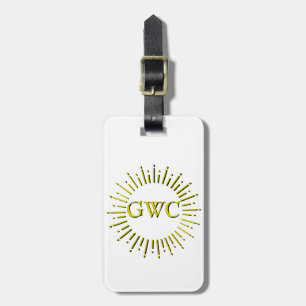 Stijl Gele Zon Burst Aangepaste Monogram Bagagelabel