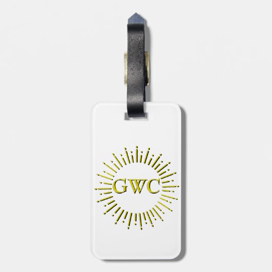  Stijl Gele Zon Burst Aangepaste Monogram Bagagelabel (Achterkant verticaal)