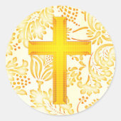  stijl geloofskruis in gele Stickers (Voorkant)