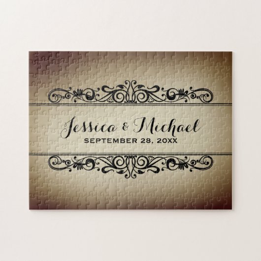  stijl gepersonaliseerde bruiloft Jubileum Legpuzzel (Horizontaal)