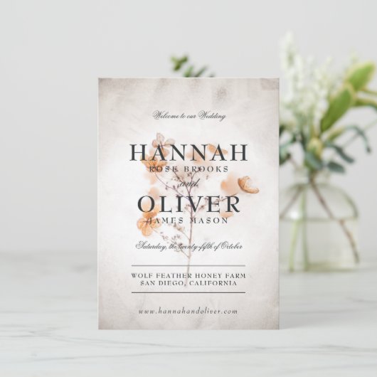 -stijl geperste bloemen | Huwelijksmenu Menu (Staand voorkant)