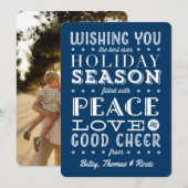  stijl gestapeld type vakantie marineblauw feestdagenkaart (Voorkant / Achterkant)