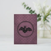  stijl Gothic Halloween Bat op Paars Briefkaart (Staand voorkant)
