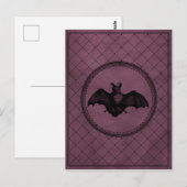  stijl Gothic Halloween Bat op Paars Briefkaart (Voorkant / Achterkant)