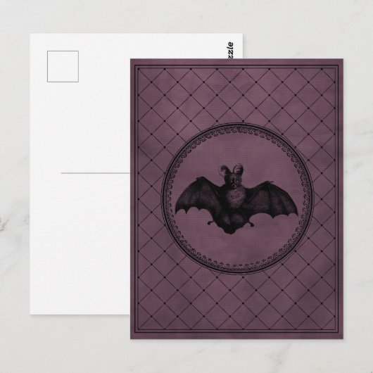  stijl Gothic Halloween Bat op Paars Briefkaart (Voorkant / Achterkant)