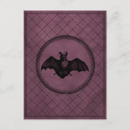 stijl Gothic Halloween Bat op Paars Briefkaart