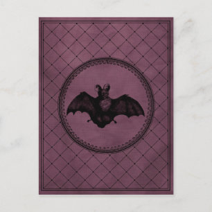  stijl Gothic Halloween Bat op Paars Briefkaart