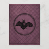  stijl Gothic Halloween Bat op Paars Briefkaart (Voorkant)