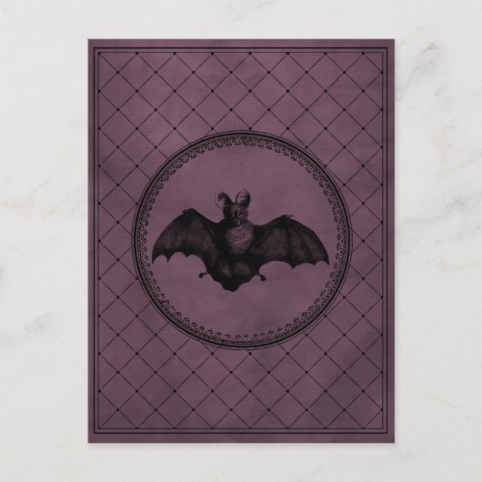  stijl Gothic Halloween Bat op Paars Briefkaart (Voorkant)