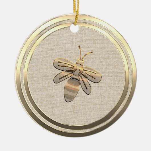  Stijl Gouden Kerst Bijen Keramisch Ornament (Voorkant)