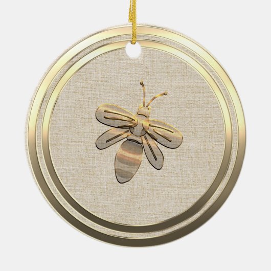  Stijl Gouden Kerst Bijen Keramisch Ornament (Achterkant)