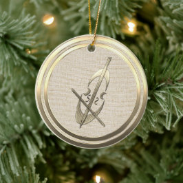  Stijl Gouden Muziek Cello Keramisch Ornament