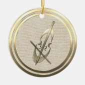  Stijl Gouden Muziek Cello Keramisch Ornament (Voorkant)