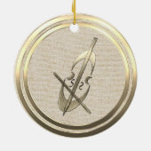  Stijl Gouden Muziek Cello Keramisch Ornament (Achterkant)
