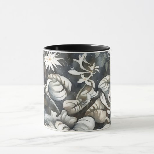  Stijl Grijze Bloemen Art Mok Cup (Midden)