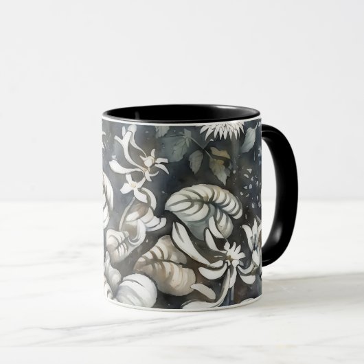  Stijl Grijze Bloemen Art Mok Cup (Voorkant rechts)