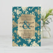  Stijl Groen Goud Bloemen Luxe Huwelijk Kaart (Staand voorkant)