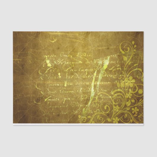 stijl groenachtige gouden bloemen en wervelingen tissuepapier (Voorkant)