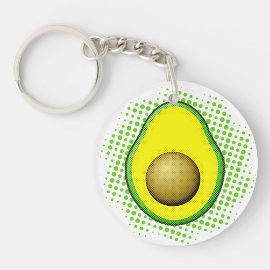 Stijl Groene Avocado Tekening Sleutelhanger (Voorkant)