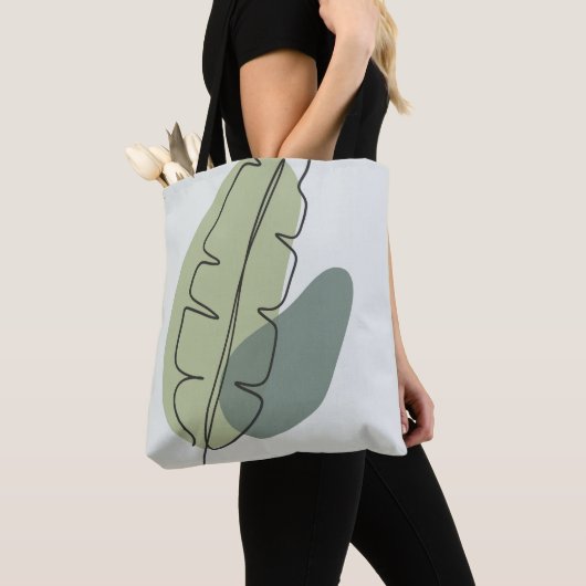 Stijl Groene en Blauwe Floral Classic Look Tote Bag (Dichtbij)