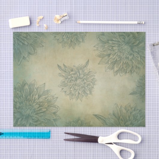  stijl groengrijze achtergrond bloemen tissuepapier (Craft)