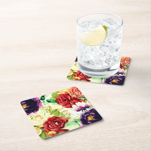  stijl grote Waterverf bloemen Kartonnen Onderzetters (Insitu)