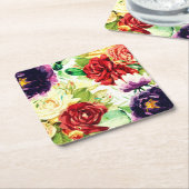  stijl grote Waterverf bloemen Kartonnen Onderzetters (Schuin)