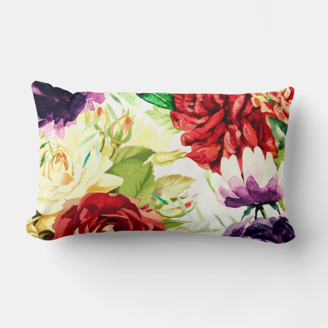  stijl grote Waterverf bloemen Kussen (Voorkant)