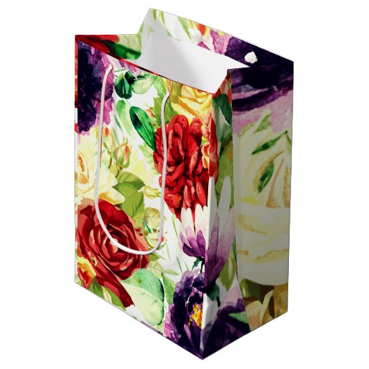  stijl grote Waterverf bloemen Medium Cadeauzakje (Voorkant Gekanteld)