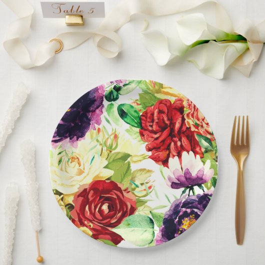  stijl grote Waterverf bloemen Papieren Bordje (Huwelijk)