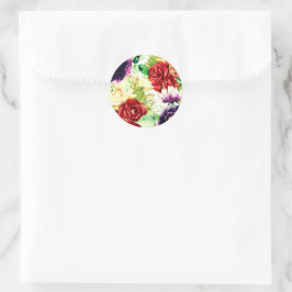 stijl grote Waterverf bloemen Ronde Sticker