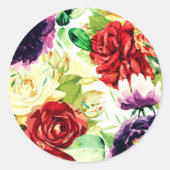  stijl grote Waterverf bloemen Ronde Sticker (Voorkant)