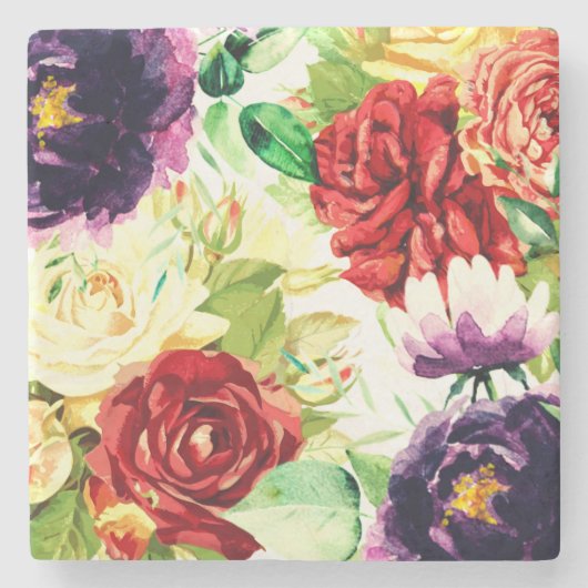 stijl grote Waterverf bloemen Stenen Onderzetter (Voorkant)