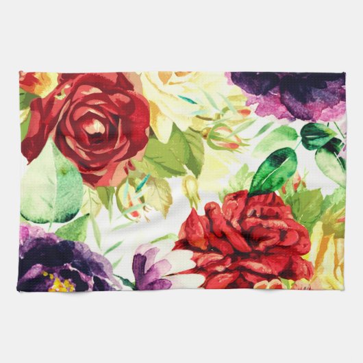 stijl grote Waterverf bloemen Theedoek (Horizontaal)